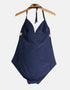Navy Blue ladies swim suit with gold line FM